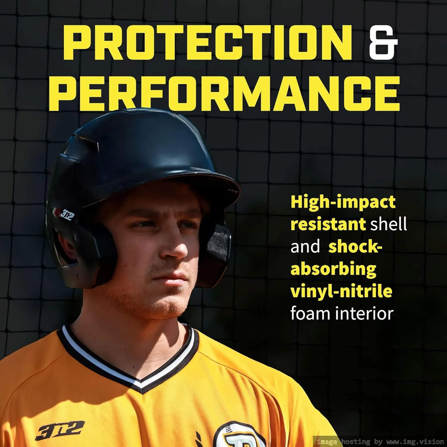 3N2 Pro Clutch Baseball Helmet - Ventilated High-Impact Shell, Moisture-Wicking Padding - Matte