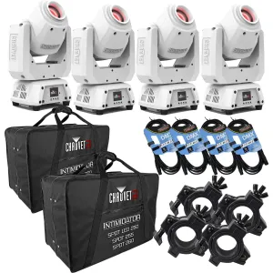 (4) Chauvet DJ Intimidator Spot 260X 75W LED Moving Head (White), (2) Chauvet DJ CHS-2XX, (4) DMX Cables, (4) O-Clamp Bundle