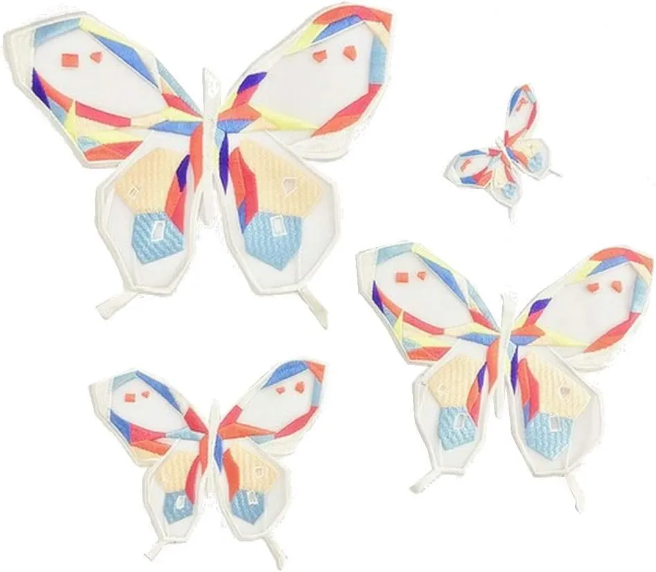 4 Pcs Butterfly Patches Embroidery Sew On Patch Badge Clothing Applique DIY Ornaments Lovely Decorative (White)