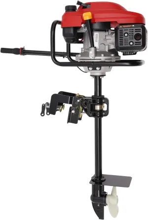 4 Stroke Heavy Duty Outboard Motor Boat Outboard Engine, 6 HP Fishing Boat Engine Shaft Motor Air Cooling System Gas Powered Marine Motor, for Fishing, Aquaculture, Water Sports