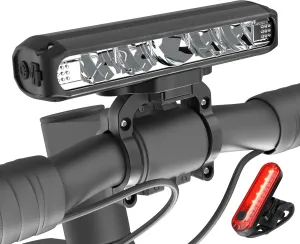 5 LED 2600 Lumen Super Bright Bike Lights for Night Riding, Removable Bike Headlight Bicycle Light-4 Modes, Super Running time Waterproof USB Rechargeable Bike Light with Taillights