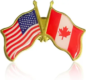50 Pack Friendship -Canada American Flag Lapel pins Bulk Metal United States US USA CA Candian Lapel Pins Badge Souvenir For Hat Bag Travel Gifts