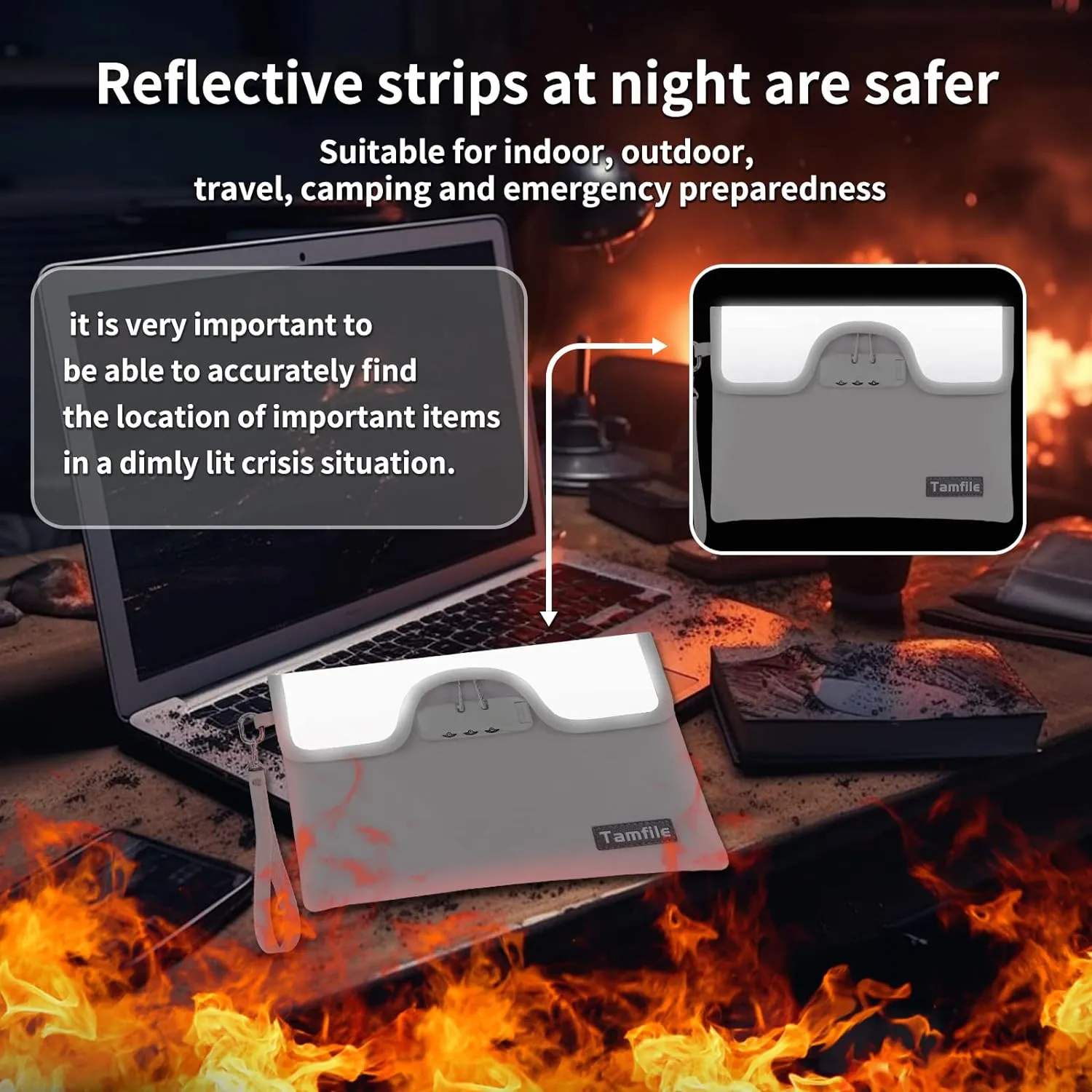 5200°F Fireproof Money Bag with Lock, Water Fireproof Document Bag with Zipper, 8 Layers Fire Insulation, Small Fireproof Safe Storage Pouch with Lock for Cash, Passport, (8.3" x 11", Silver)