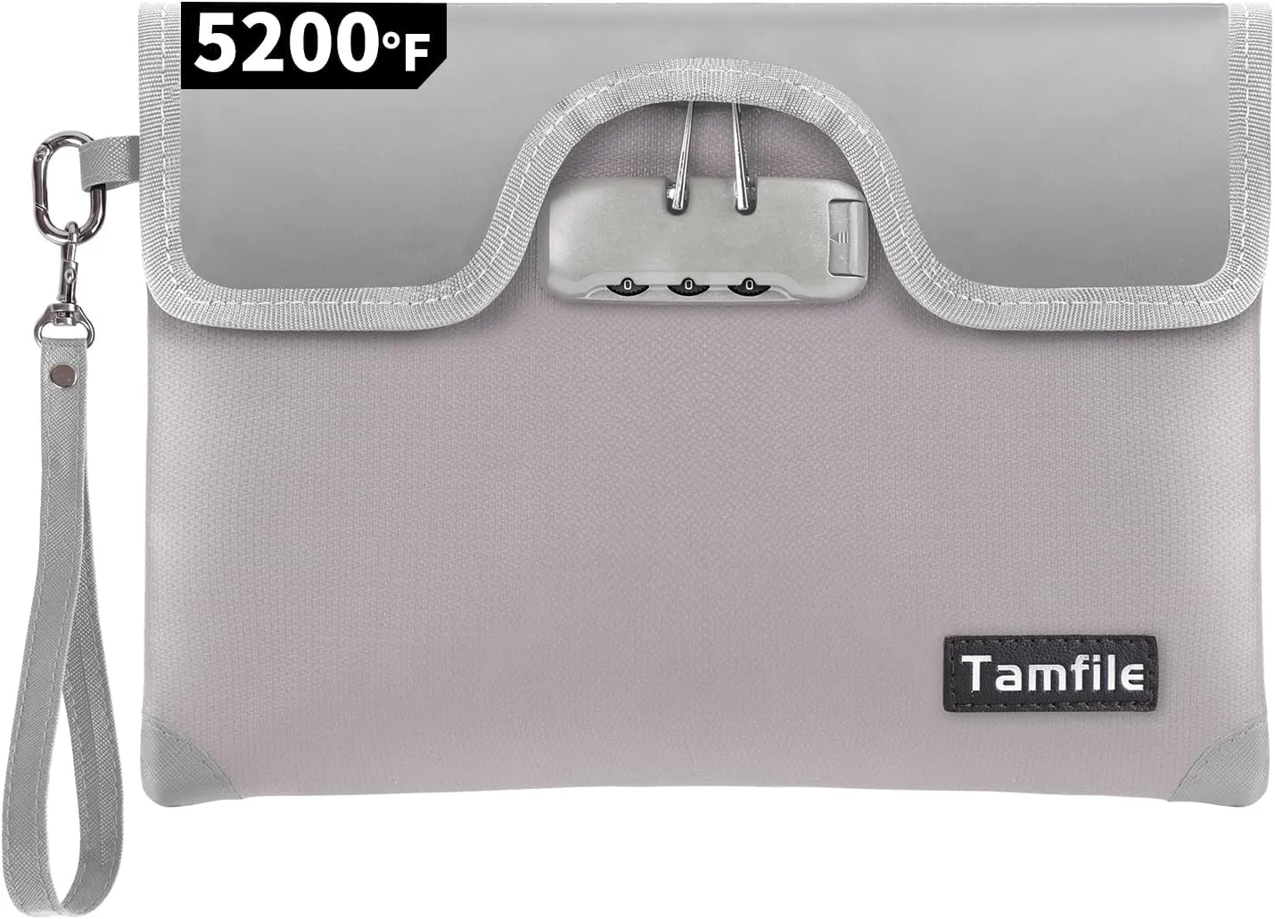 5200°F Fireproof Money Bag with Lock, Water Fireproof Document Bag with Zipper, 8 Layers Fire Insulation, Small Fireproof Safe Storage Pouch with Lock for Cash, Passport, (8.3" x 11", Silver)