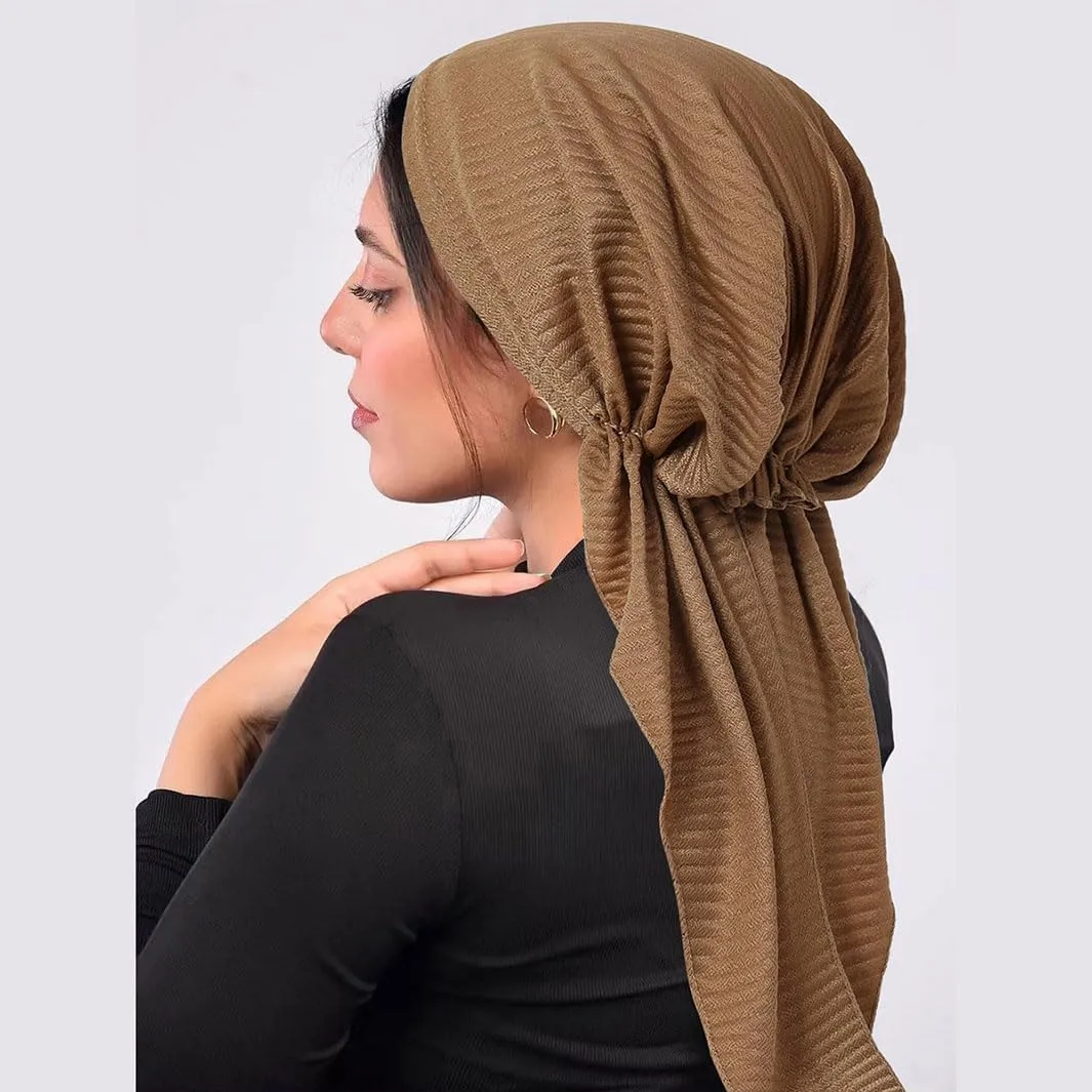 6 Pcs Women Head Scarf Pre-Tied Head Scarves Beanies Covers Cap Sleep Turban Hat Beanie Scarf