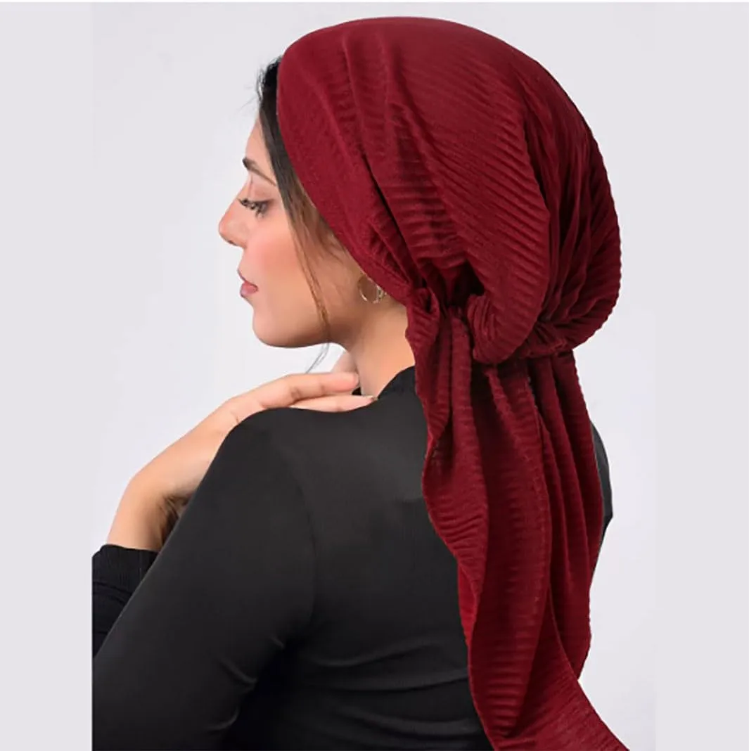 6 Pcs Women Head Scarf Pre-Tied Head Scarves Beanies Covers Cap Sleep Turban Hat Beanie Scarf