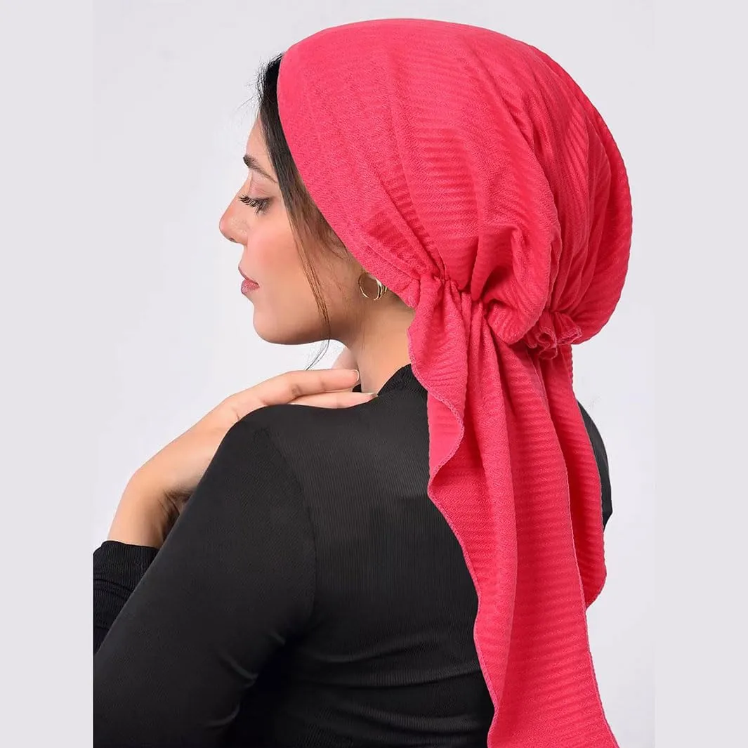6 Pcs Women Head Scarf Pre-Tied Head Scarves Beanies Covers Cap Sleep Turban Hat Beanie Scarf