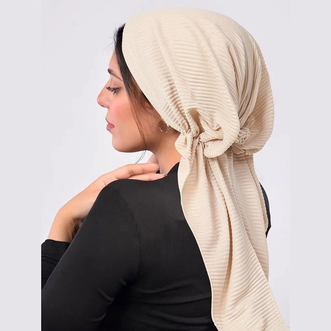 6 Pcs Women Head Scarf Pre-Tied Head Scarves Beanies Covers Cap Sleep Turban Hat Beanie Scarf