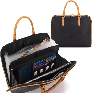 Accordian File Organizer Tote,Folder with Zipper & Labels,12 Pocket Expanding File Folder with Multi-Pockets Paper Folder for Letter A4 Files Business Teacher Office Bag Handbags for Ladies