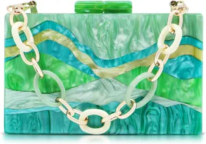 Acrylic Evening Bag, Clutch Purses for Women, Colorful Geometry Motifs Crossbody Bag for Wedding Party(Style 3