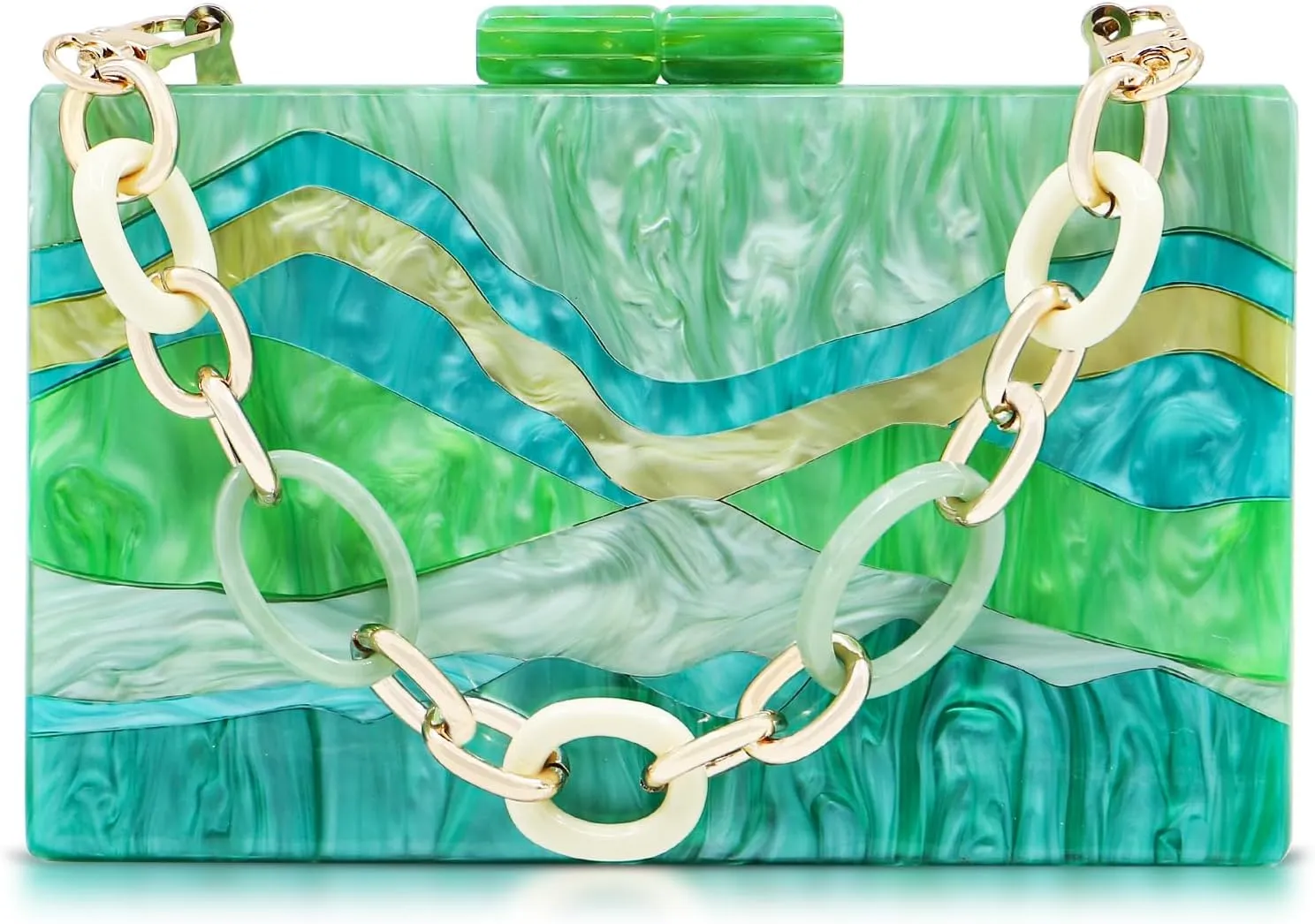 Acrylic Evening Bag, Clutch Purses for Women, Colorful Geometry Motifs Crossbody Bag for Wedding Party(Style 3
