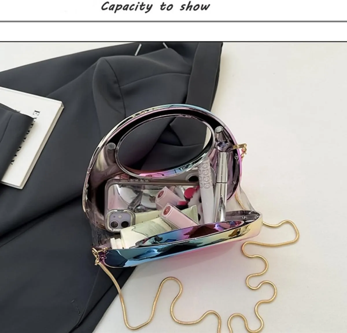 Acrylic Handbags for Women Cute Acrylic Clutch Small Unique Purse Trendy Metal Evening Bag for Party Cocktail