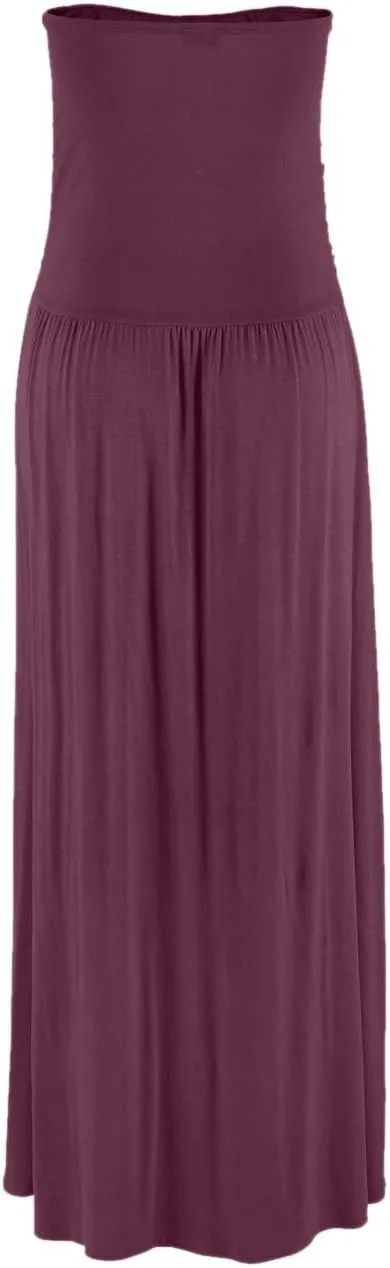Alaster Queen Women’s Strapless Bandeau Summer Long Floral Dress Off Shoulder Beach Maxi Dress with Pockets