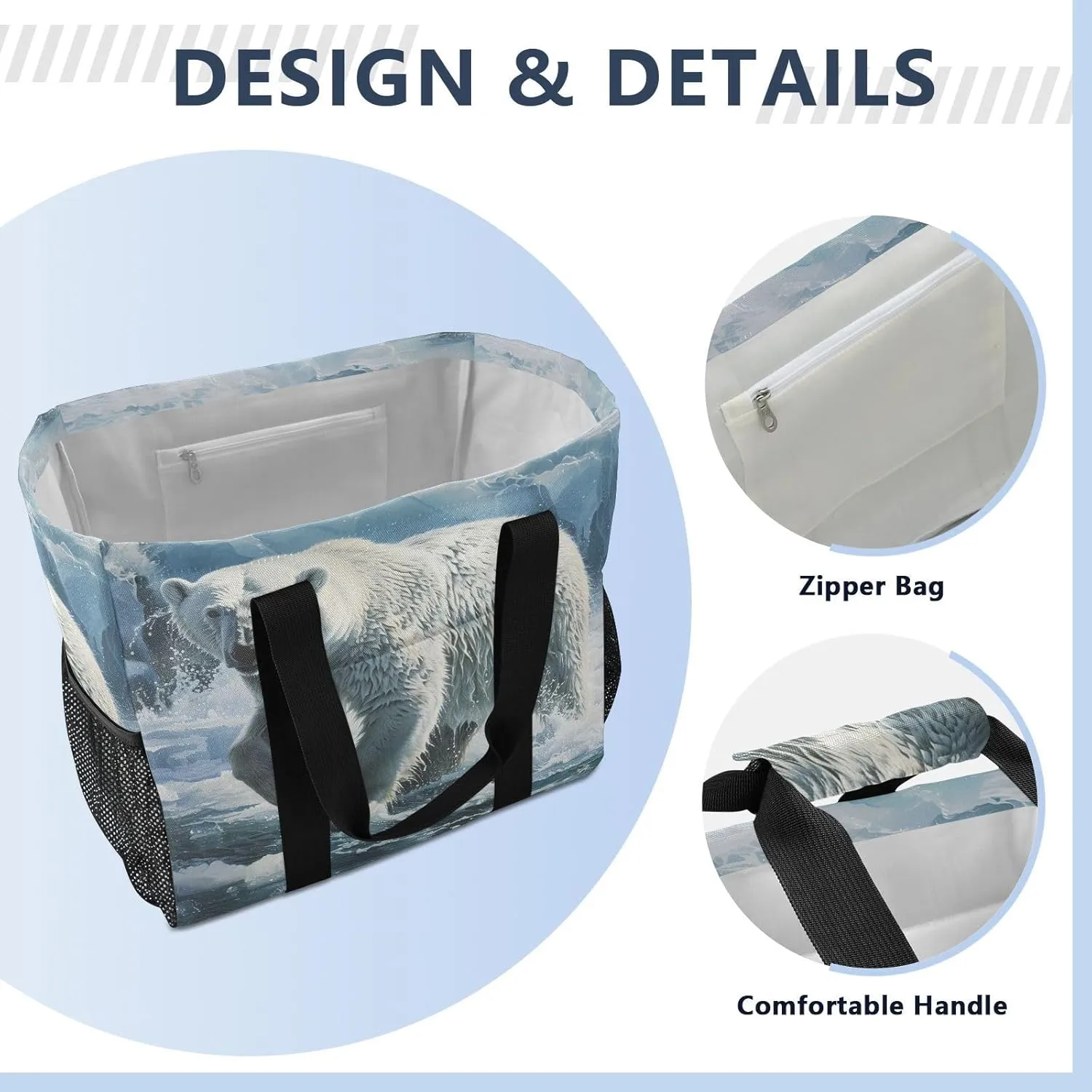 ALAZA Bear Space Waterproof Beach Tote Bags
