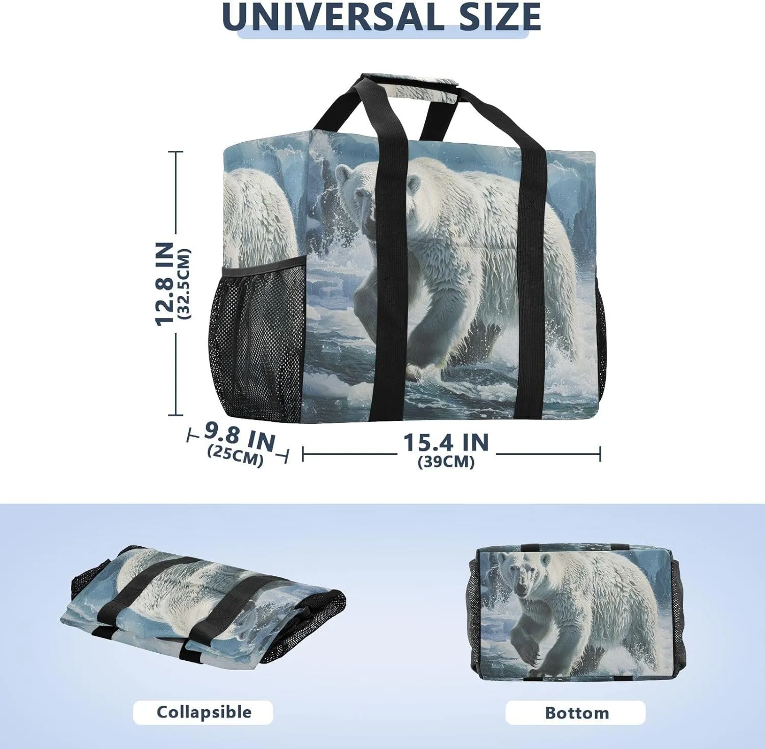 ALAZA Bear Space Waterproof Beach Tote Bags