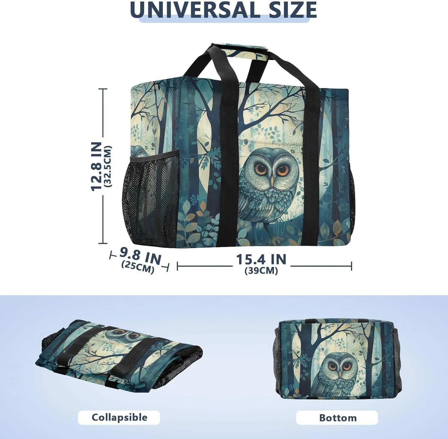 ALAZA Boho Owl Flower Waterproof Beach Tote Bags