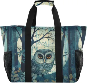 ALAZA Boho Owl Flower Waterproof Beach Tote Bags