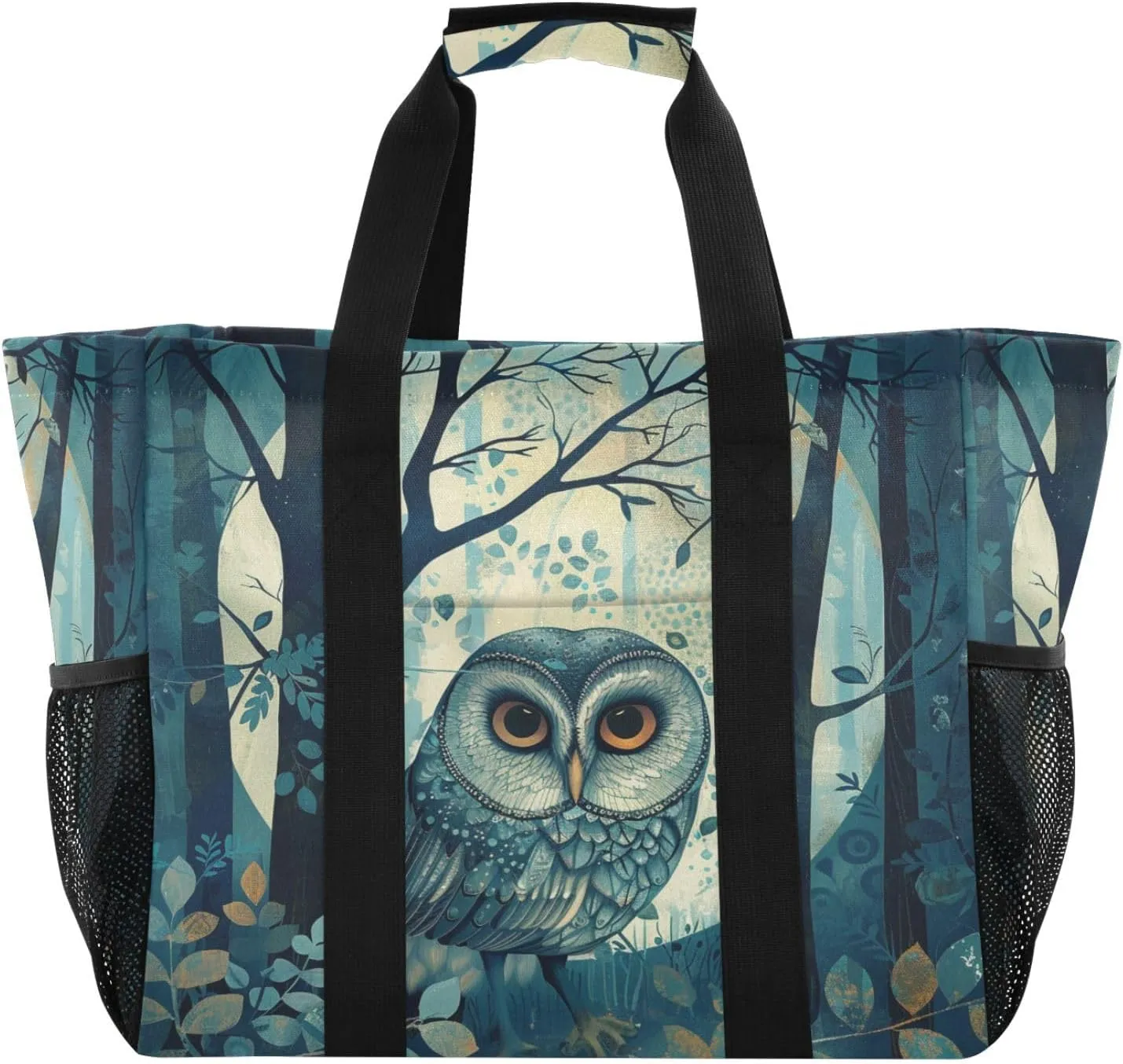 ALAZA Boho Owl Flower Waterproof Beach Tote Bags