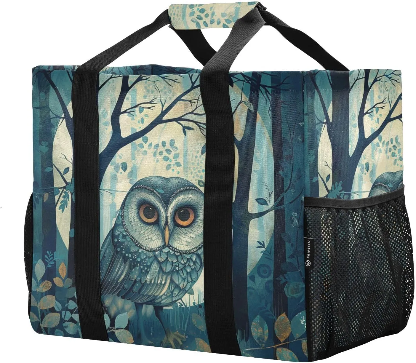 ALAZA Boho Owl Flower Waterproof Beach Tote Bags
