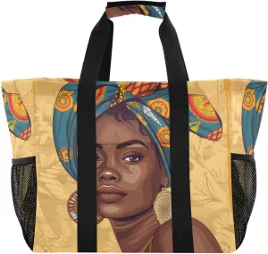 ALAZA Ethnic African Woman Waterproof Beach Tote Bags