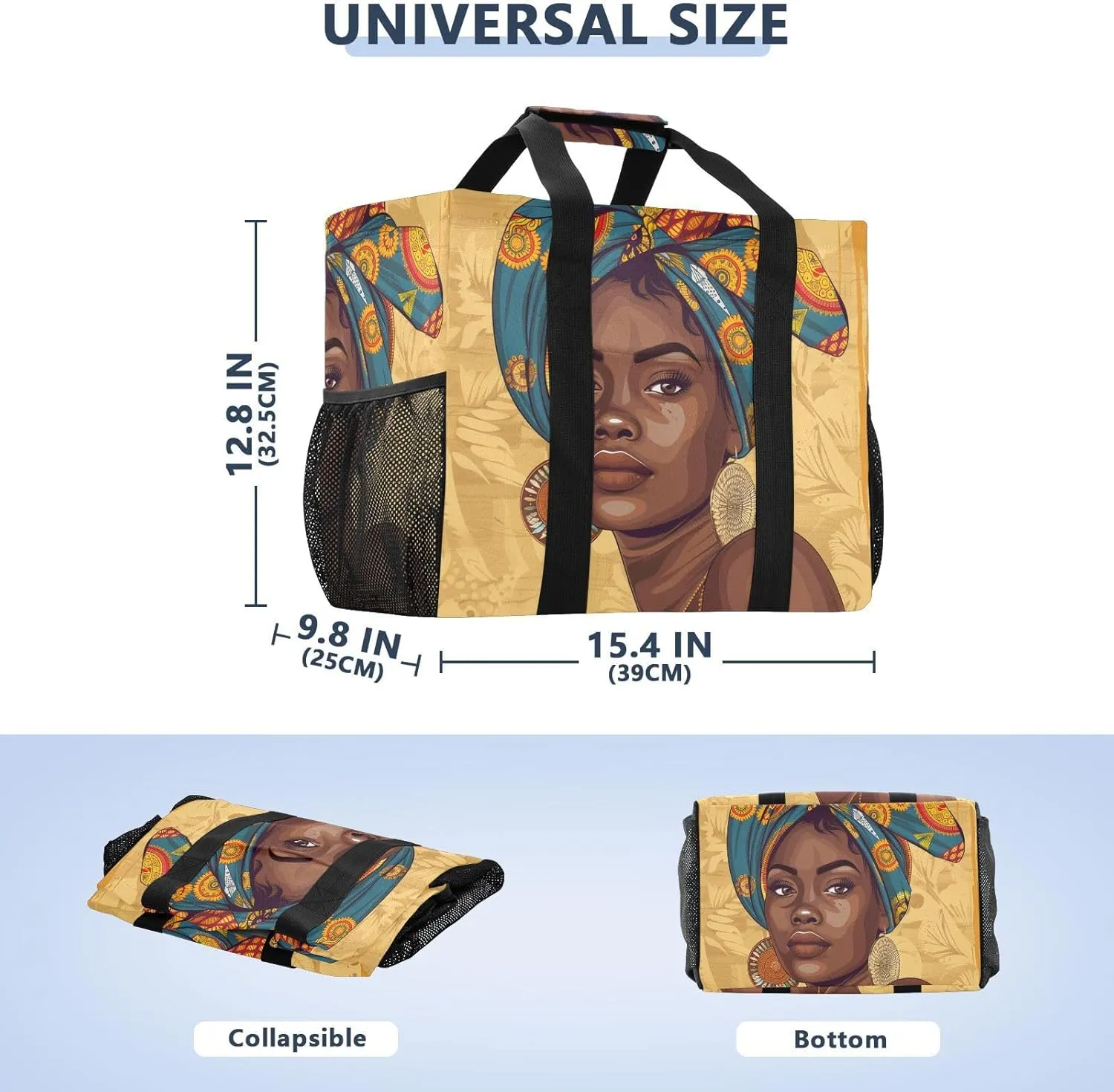 ALAZA Ethnic African Woman Waterproof Beach Tote Bags