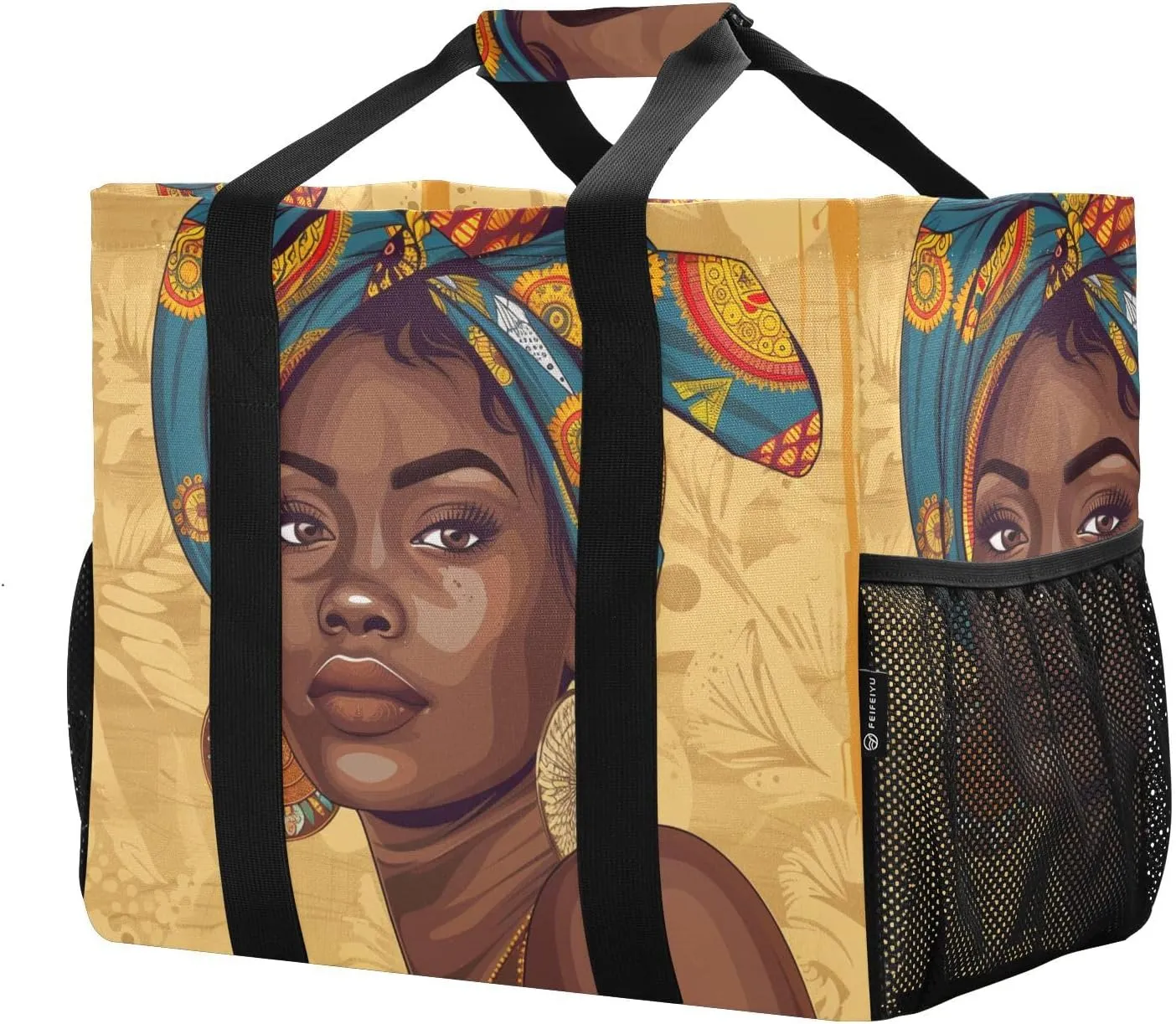 ALAZA Ethnic African Woman Waterproof Beach Tote Bags