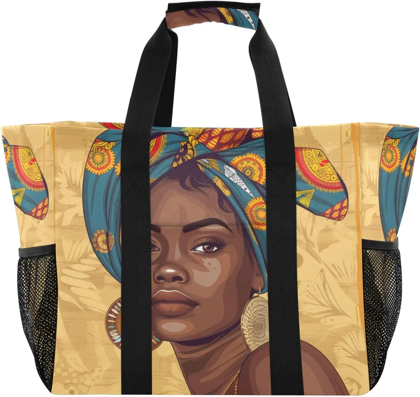 ALAZA Ethnic African Woman Waterproof Beach Tote Bags