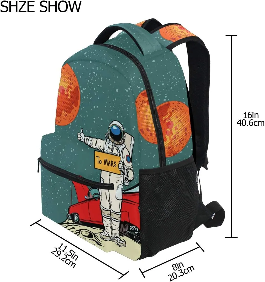 ALAZA Pop Art Retro Astronaut Space Cartoon Large Backpack Personalized Laptop iPad Tablet Travel School Bag with Multiple Pockets for Men Women College