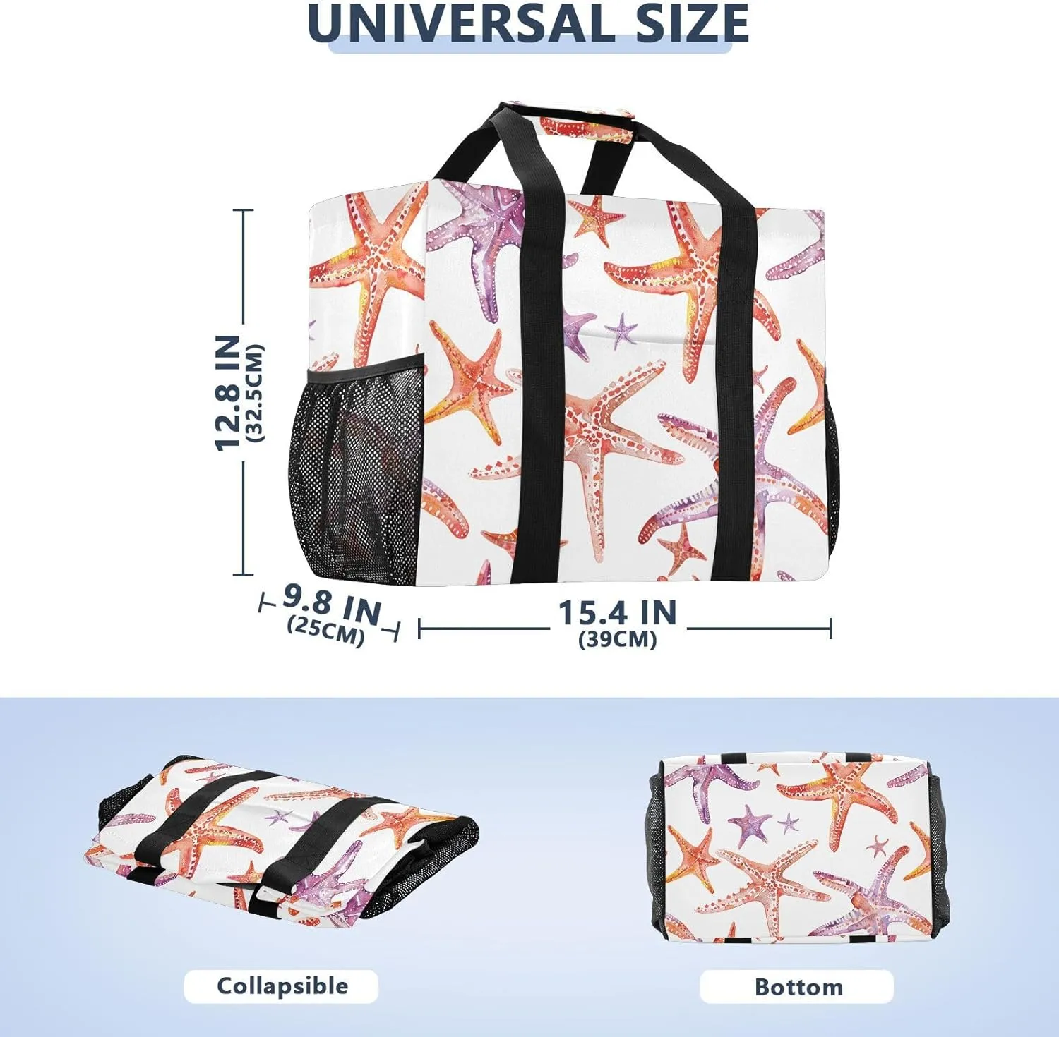 ALAZA Starfish Seamless Waterproof Beach Tote Bags