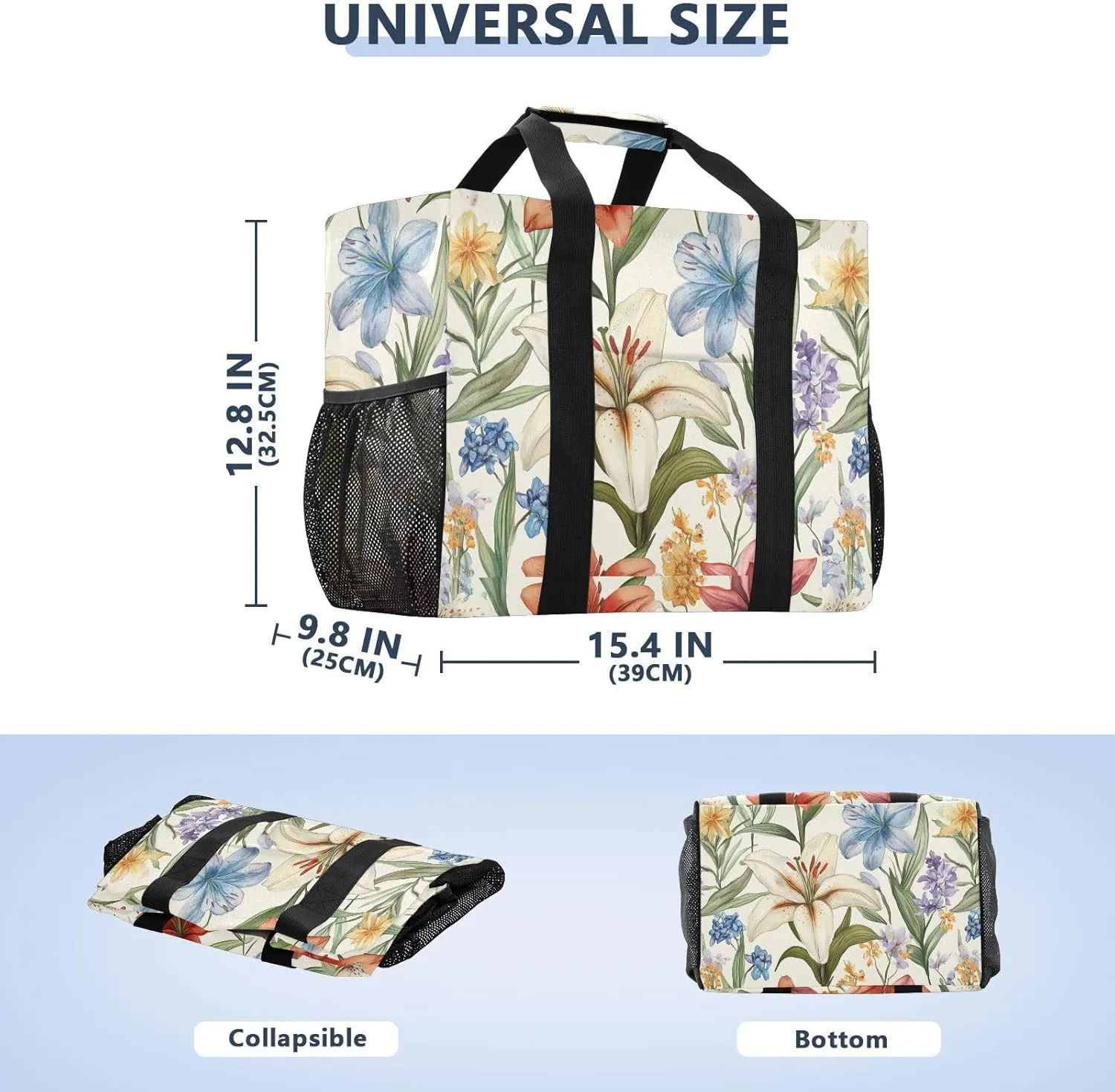 ALAZA Summer Pink Lily Waterproof Beach Tote Bags