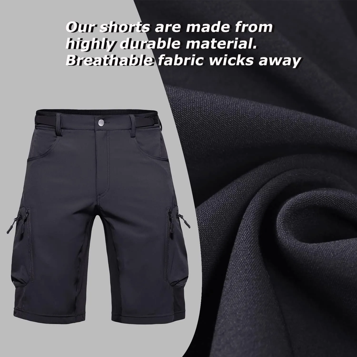 Ally Mens Mountain Bike Shorts 4D Padded Baggy Quick Dry Lightweight Bicycle Cycling Biking Bike Shorts