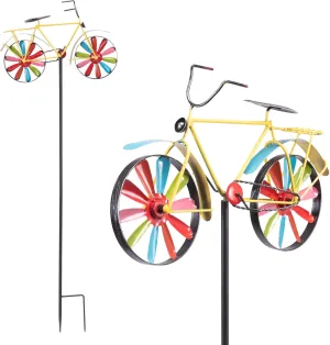Alpine Corporation 42" Tall Outdoor Metal Bicycle Wind Spinner Garden Stake Decoration, Multicolor