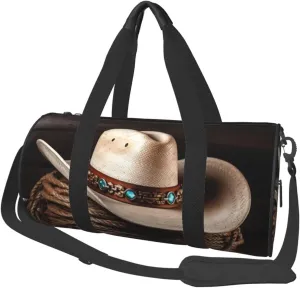 American West Rodeo Hat Duffle Bag for Women Men Personal Item Travel Bags Canvas Weekender Overnight Bag Lightweight Sports Tote Gym Bags Carry On Luggage Bag