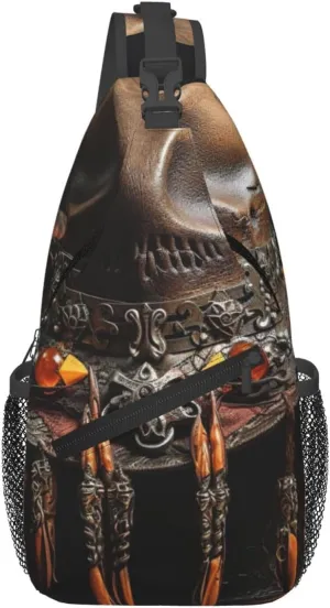 American West Rodeo Hat Print Sling Bag Crossbody Backpack For Women Men Hiking Travel Over The Shoulder Multipurpose Bag