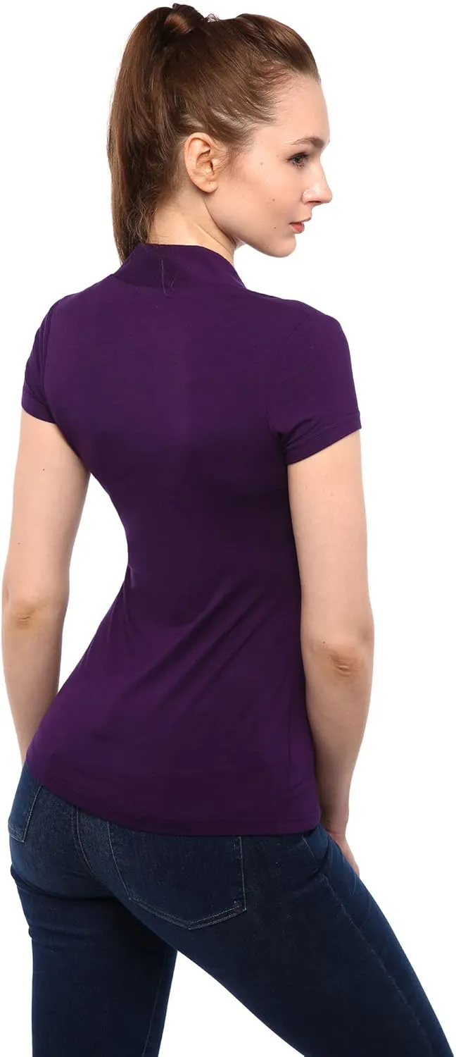 AmélieBoutik Women Bolero Style Button Embellished Short Sleeve Blouse Top