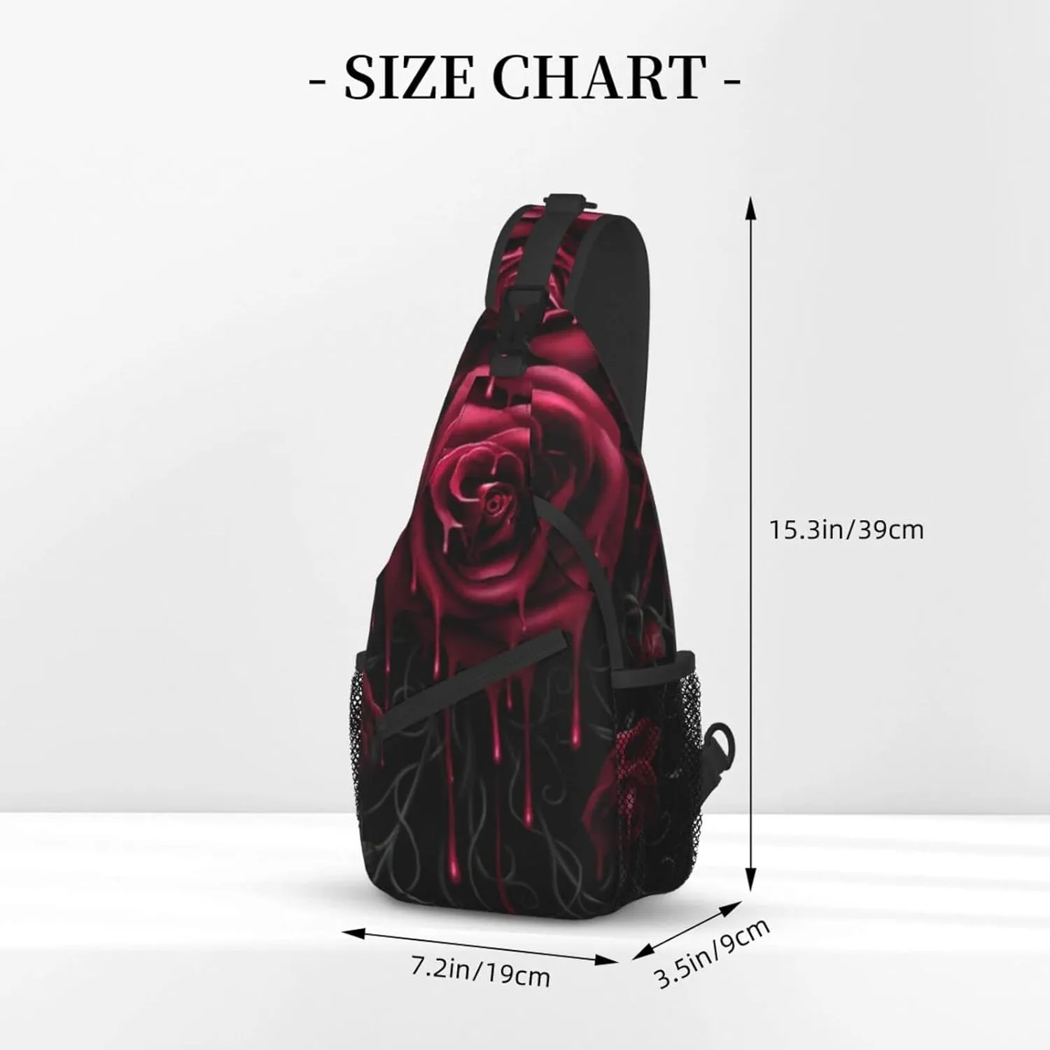AMRANDOM Men & Women Sling Bag Anti-Theft Sling Shoulder Backpack Waterproof Chest Bag With Adjustable Strap Lightweight Sling Bag Chest (blood red rose)