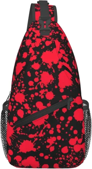 AMRANDOM Sling Bag for Men Women Classic Horror Blood Splatter Black Crossbody Hiking Daypack