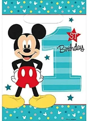 amscan Plastic Loot Bag | Disney Mickey's Fun to be One | Party Favor | 8 ct. , White