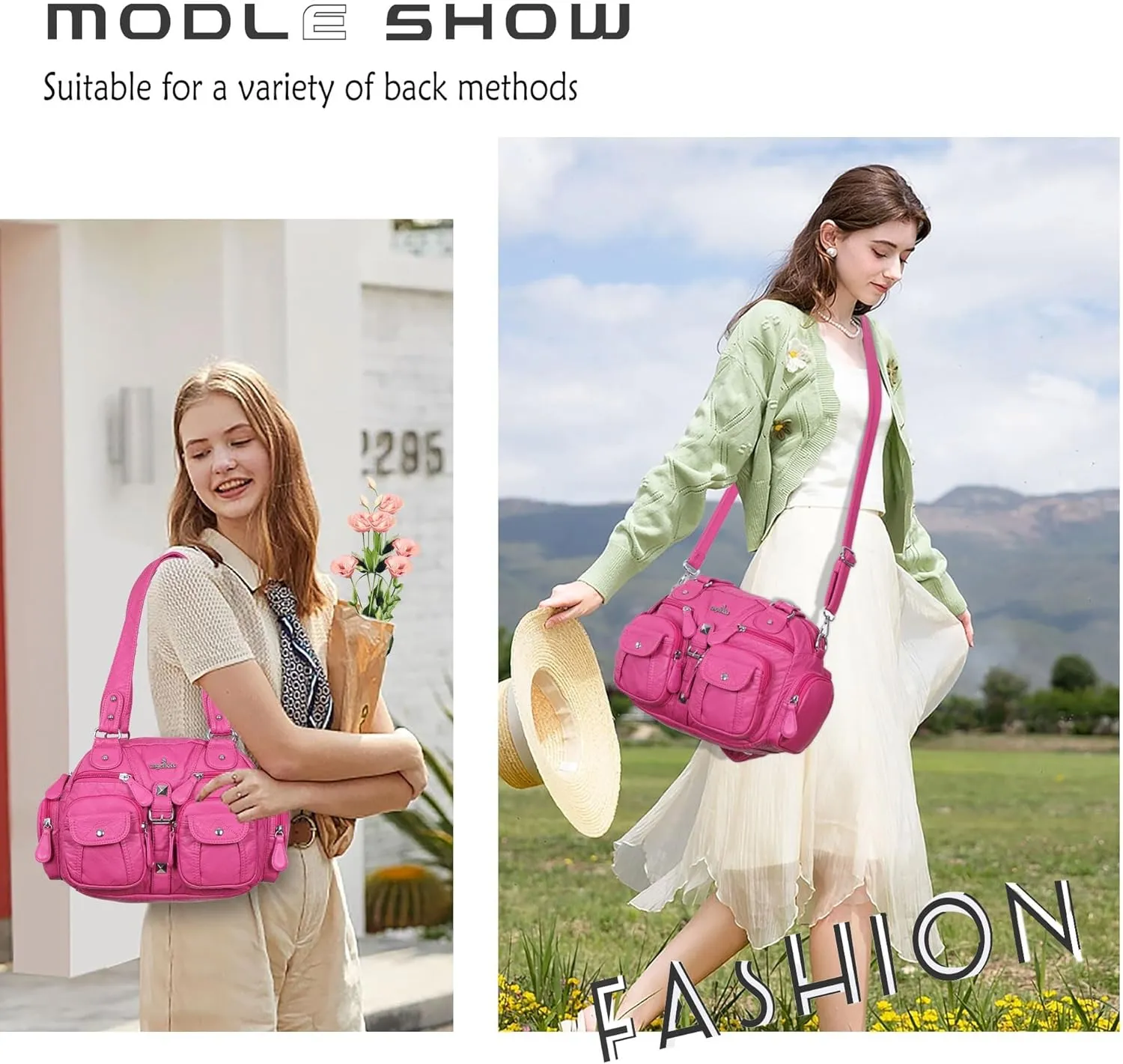 Angel Kiss Hobo Crossbody Purses for Women Shoulder Bag Multipocket Soft Hobo Purses Removable Strap Leather Handbags