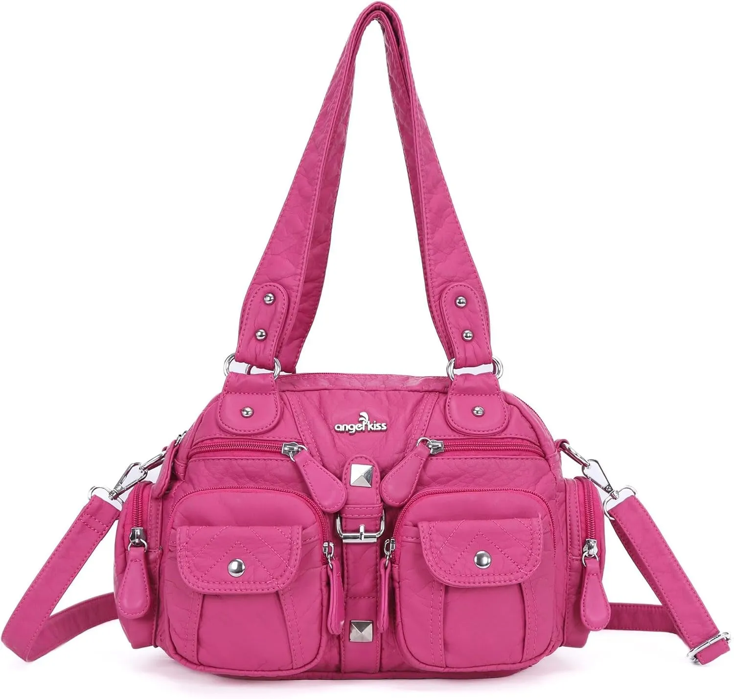 Angel Kiss Hobo Crossbody Purses for Women Shoulder Bag Multipocket Soft Hobo Purses Removable Strap Leather Handbags