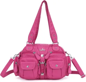 Angel Kiss Hobo Crossbody Purses for Women Shoulder Bag Multipocket Soft Hobo Purses Removable Strap Leather Handbags