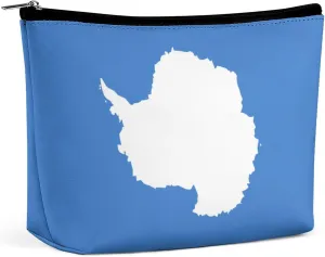 Antarctica Flag Travel-Friendly Makeup Bag Compact Cosmetic Organizer for Women Girls