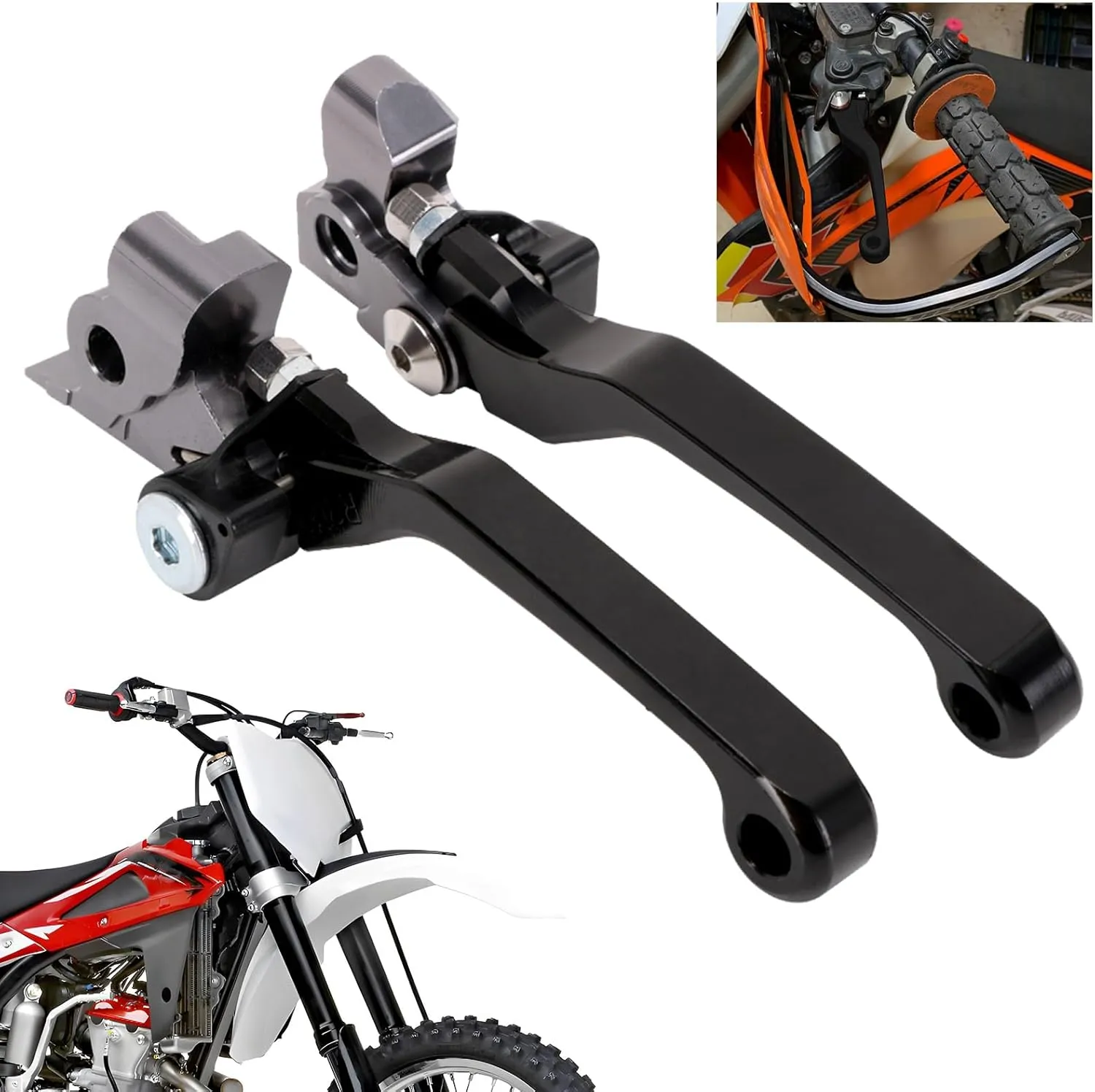 AnXin Motorcycle Brake Clutch Lever Foldable Levers Set CNC for 125 150 250 300 350 450 500 SX XC EXC SXF XCW XCF XCFW EXCF TPI Dirt Bike Black