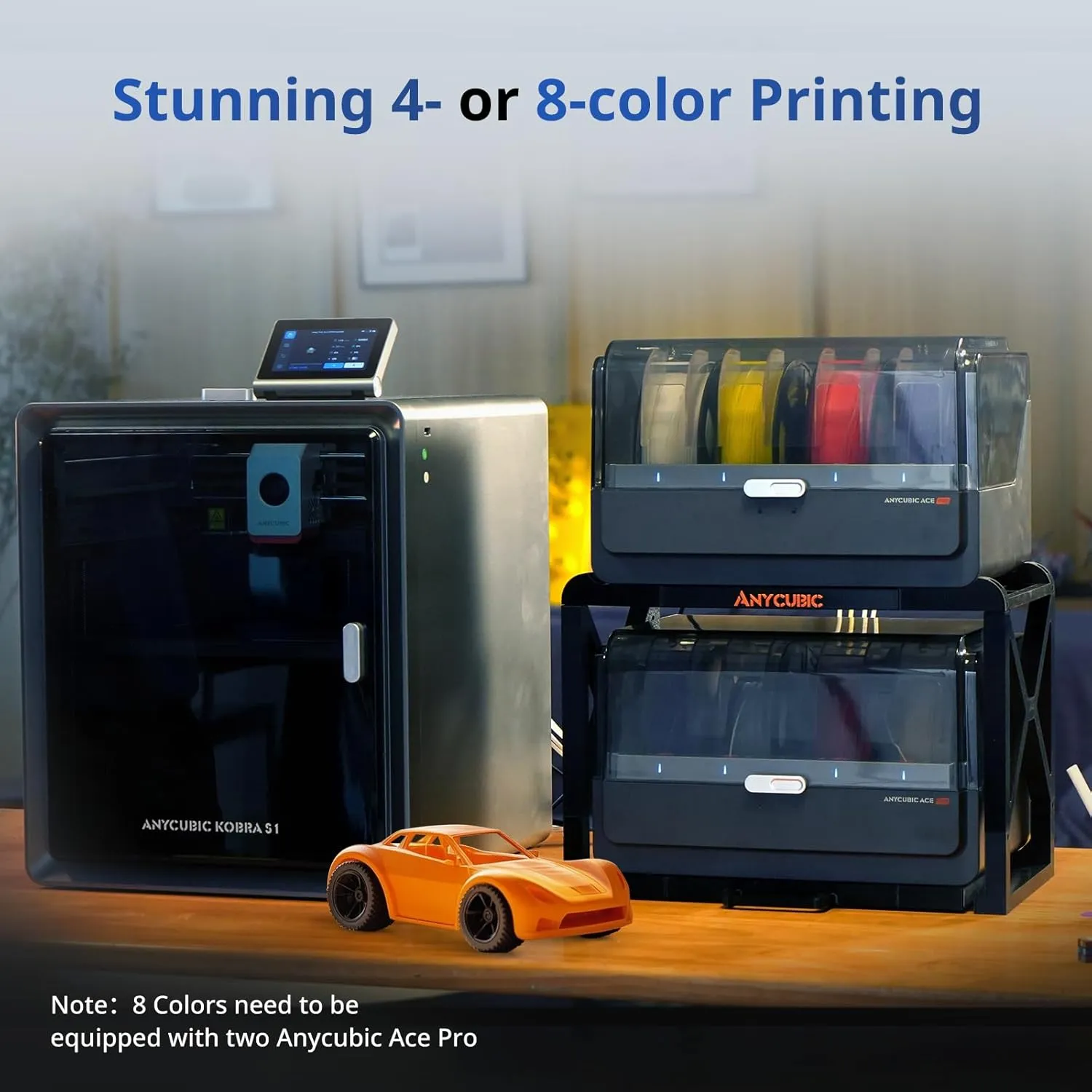 Anycubic 3D Printer Kobra S1 Combo, Multi-Color 3D Printer Max 600mm/s High Speed Printing High Precision, Works Right Out of Box Sealed Storage Intelligent Mult-Filament Drying 9.8"x9.8"x9.8"