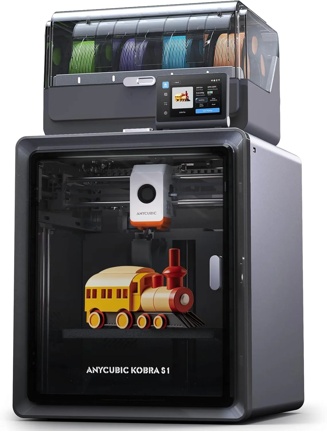 Anycubic 3D Printer Kobra S1 Combo, Multi-Color 3D Printer Max 600mm/s High Speed Printing High Precision, Works Right Out of Box Sealed Storage Intelligent Mult-Filament Drying 9.8"x9.8"x9.8"