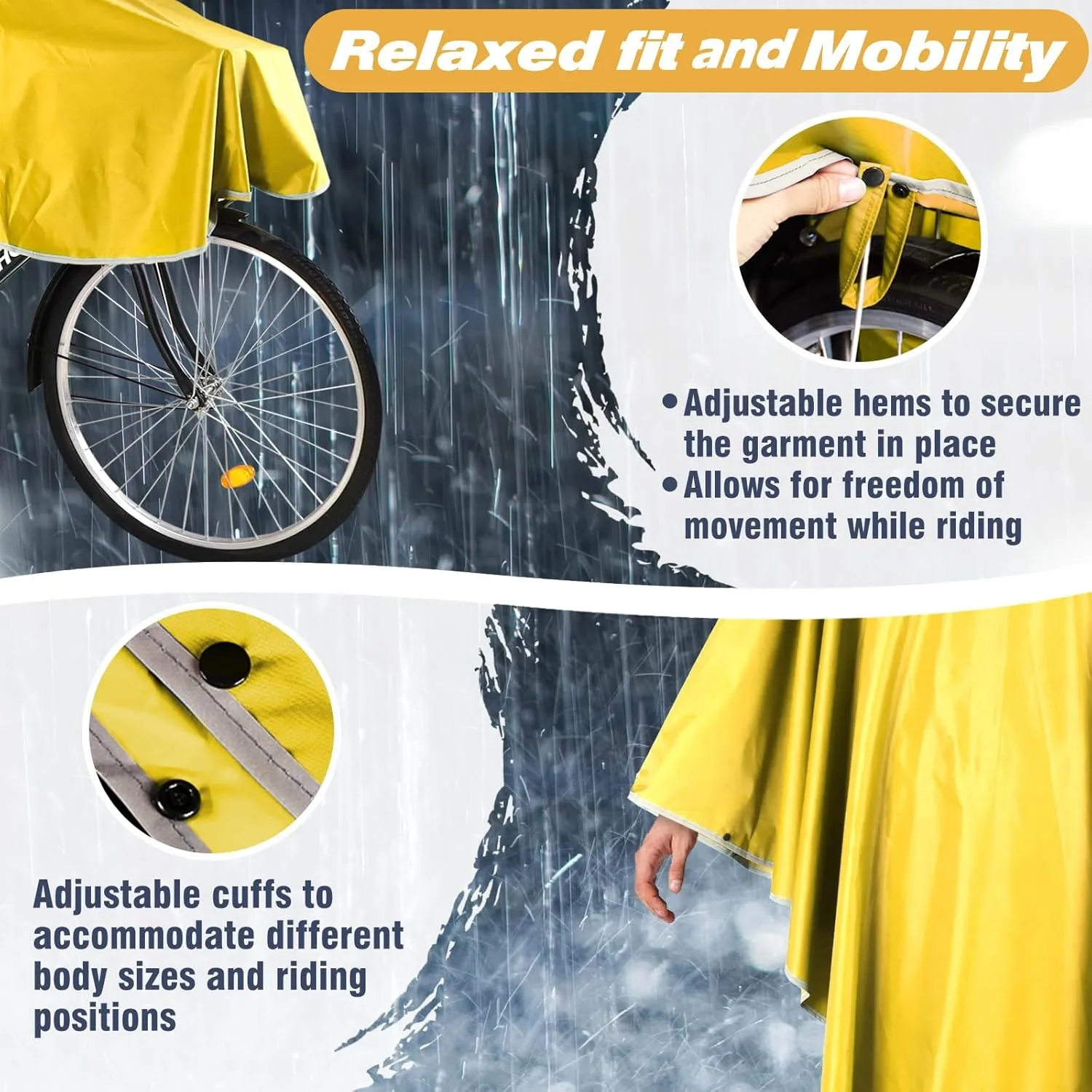 ANYOO Waterproof Rain Poncho Bike Bicycle Rain Capes Lightweight Compact Reusable for Adults
