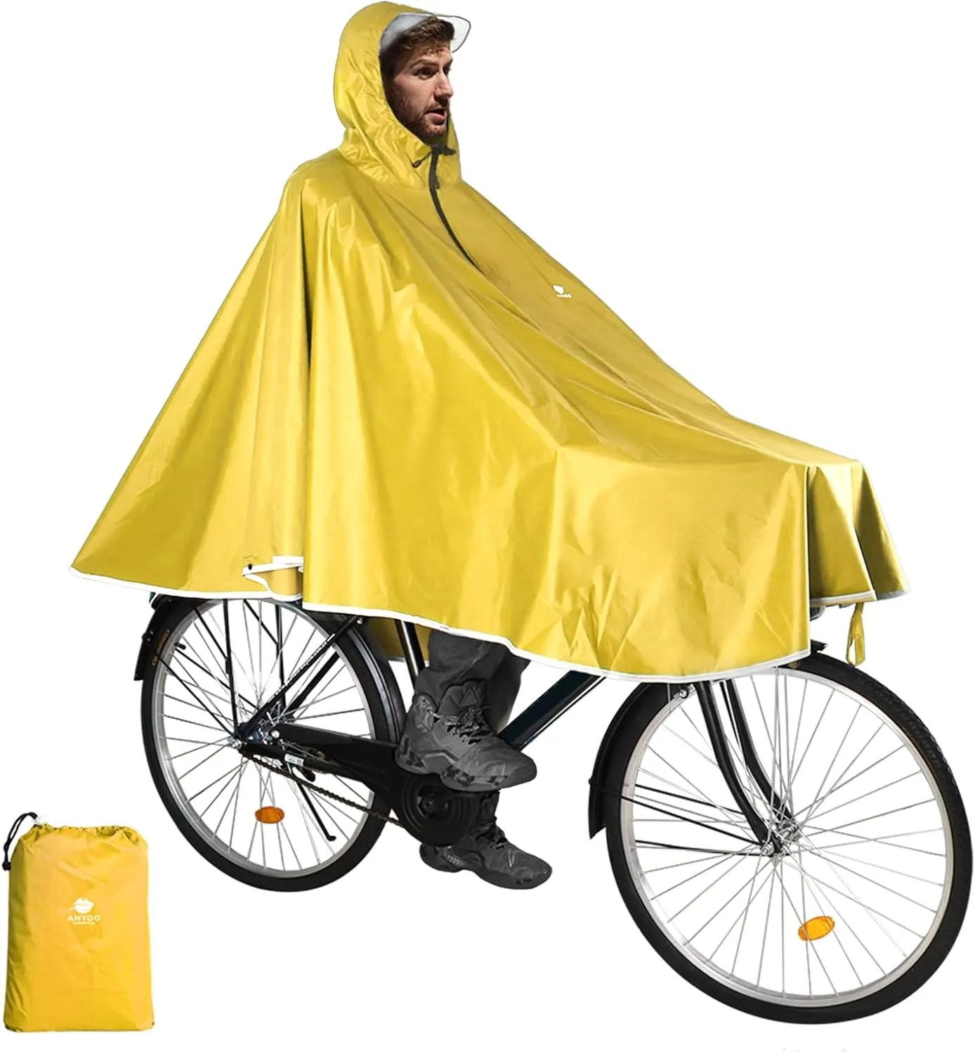 ANYOO Waterproof Rain Poncho Bike Bicycle Rain Capes Lightweight Compact Reusable for Adults