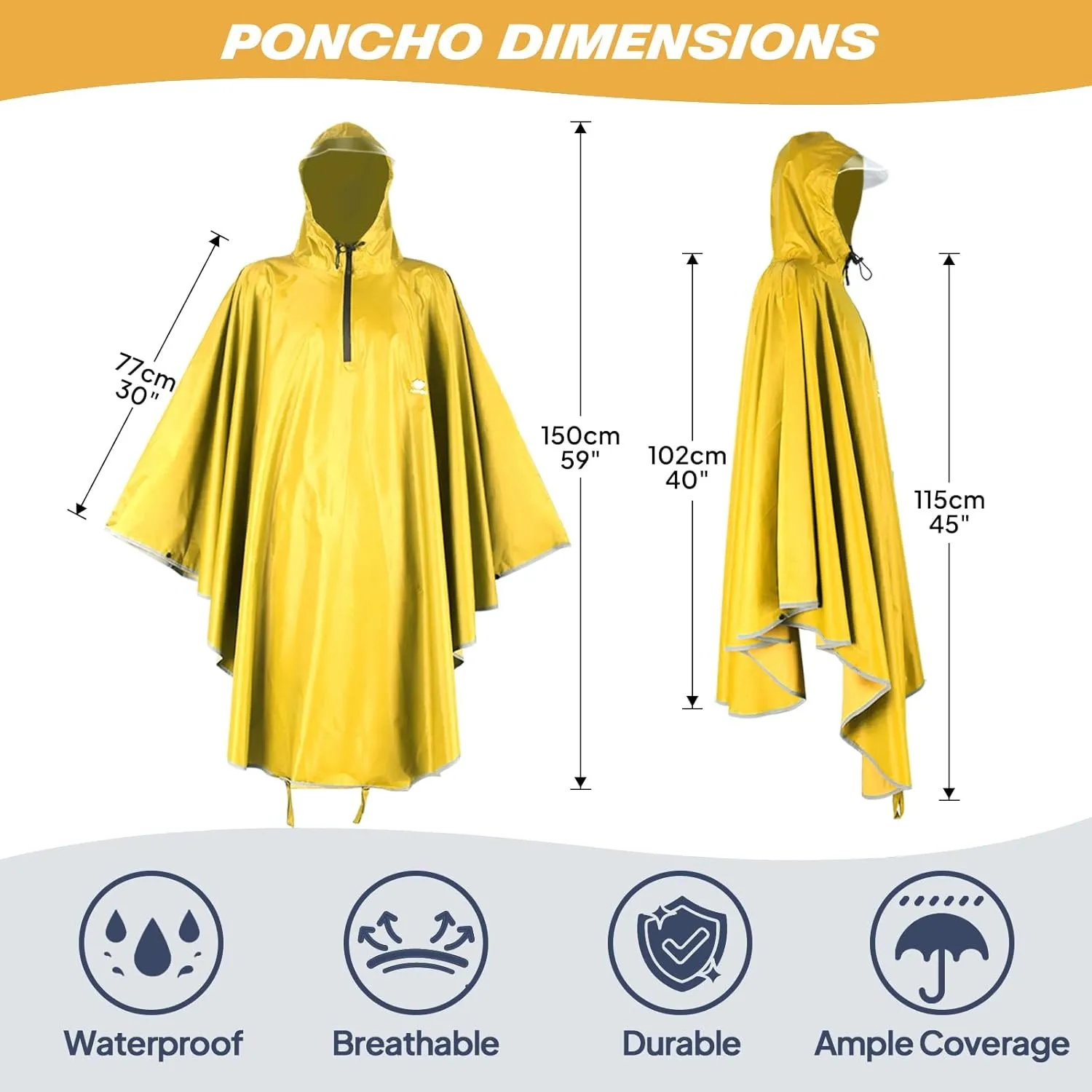 ANYOO Waterproof Rain Poncho Bike Bicycle Rain Capes Lightweight Compact Reusable for Adults