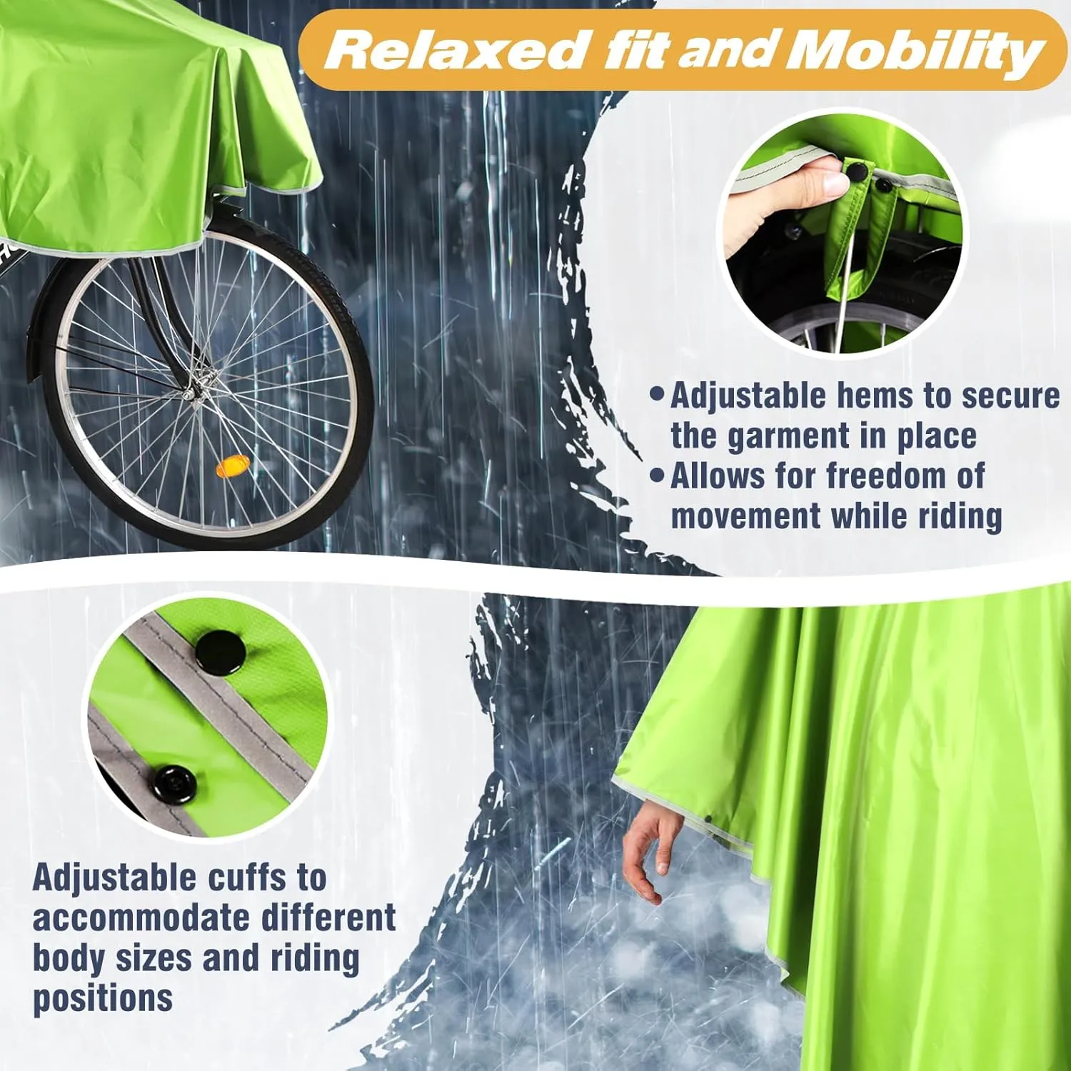 ANYOO Waterproof Rain Poncho Bike Bicycle Rain Capes Lightweight Compact Reusable for Adults