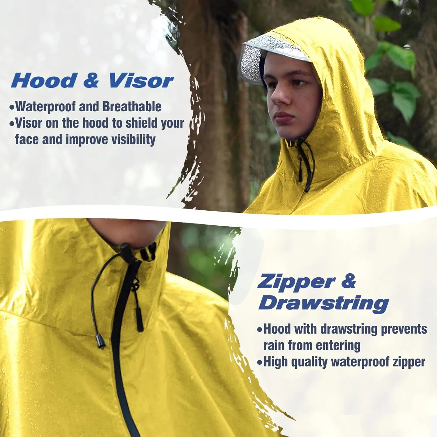 ANYOO Waterproof Rain Poncho Bike Bicycle Rain Capes Lightweight Compact Reusable for Adults